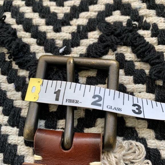 Vintage Distressed Leather Centerbar Buckle Belt - Picture 7 of 8